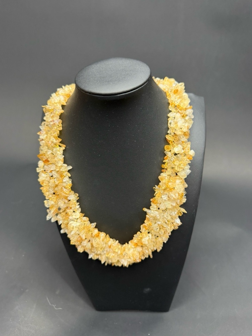 Citrine Chip Cluster Necklace - Yellow Gemstone Statement